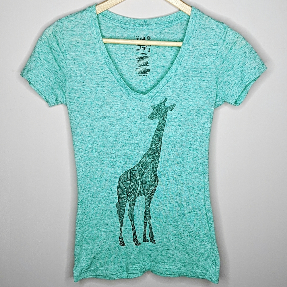 Empyre Giraffe Short Sleeve V-Neck Graphic Tee